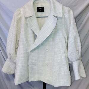 WEEK& White Tweed Double-Breasted Jacket Size S